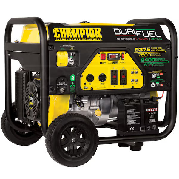 Champion 7500 Watt Electric Start Dual Fuel Portable Generator (100165)